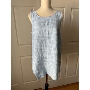 J. Jill Pure Jill Blue Linen Asymmetrical Tunic Top Coastal Grandma Sz S Petite